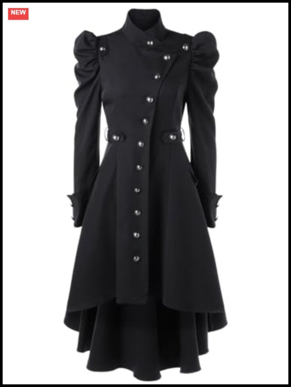 Victorian Steampunk Swallow Tail Long Trench Coat Puff Sleeve